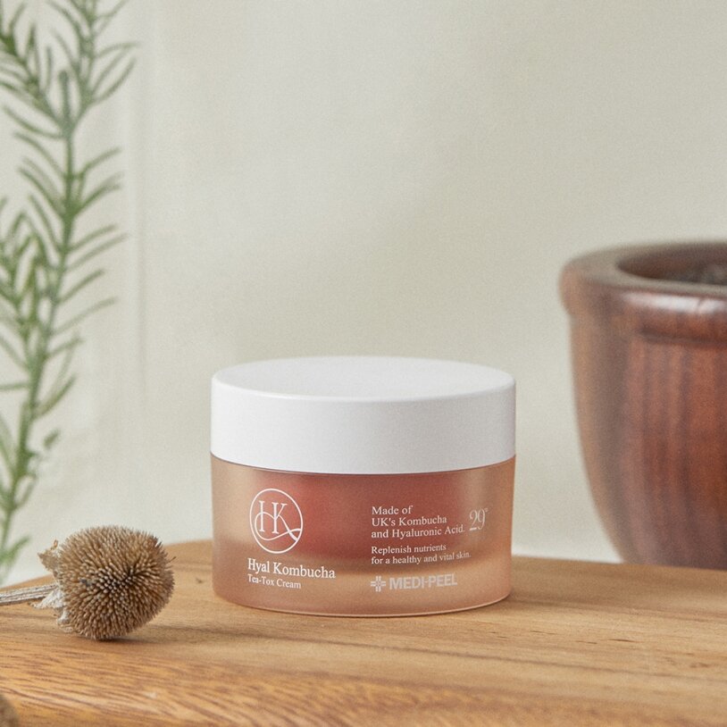 Medi Peel Hyal Kombucha Tea-Tox Cream Зволожуючий ампульний крем з комбучею, 50мл — Photo 3