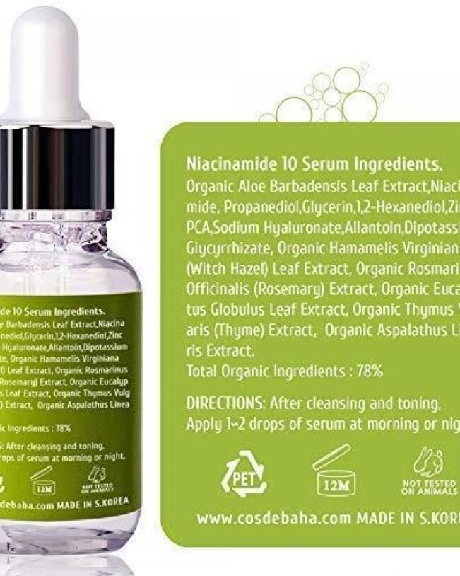 Cos de Baha Serum Niacinamide 10% (N) Сироватка з ніацинамідом, 30мл — Photo 6