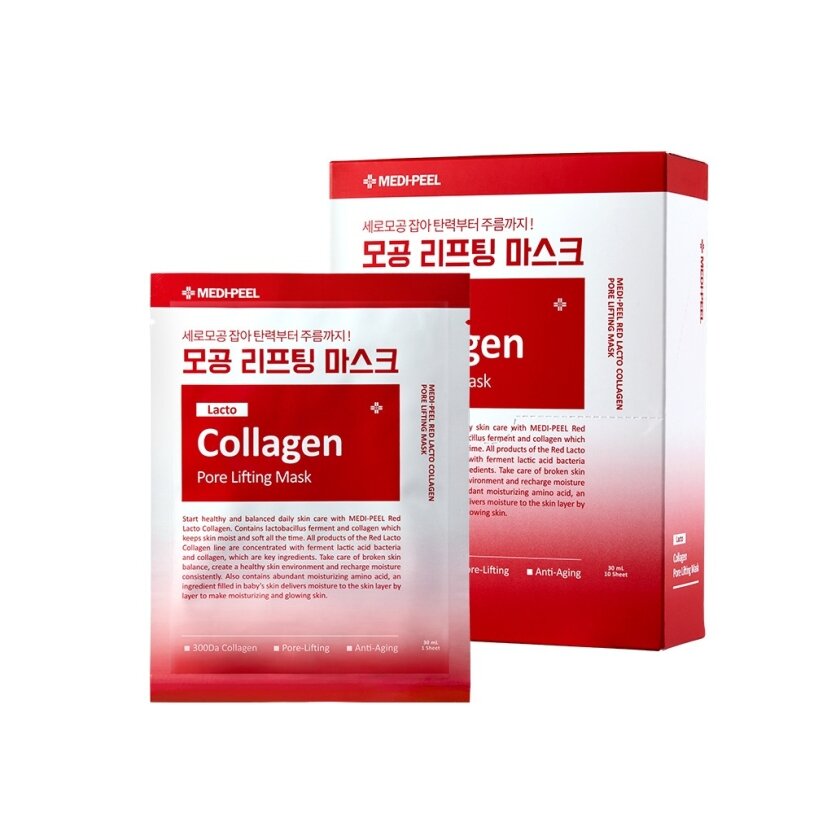 Medi Peel Red Lacto Collagen Pore Lifting Mask 1шт MEDI-PEEL Маска з ліфтингом-ефектом — Photo 2