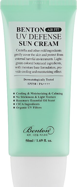 Benton Air Fit UV defense Sun Cream SPF50+/PA++++ Сонцезахисний крем з Центелою, 50мл — Photo 2