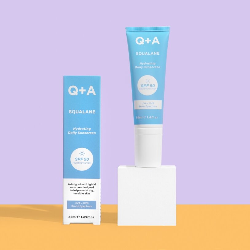 Q+A Squalane Hydrating Daily Sunscreen Зволожуючий сонцезахисний крем для обличчя 50ml — Photo 2